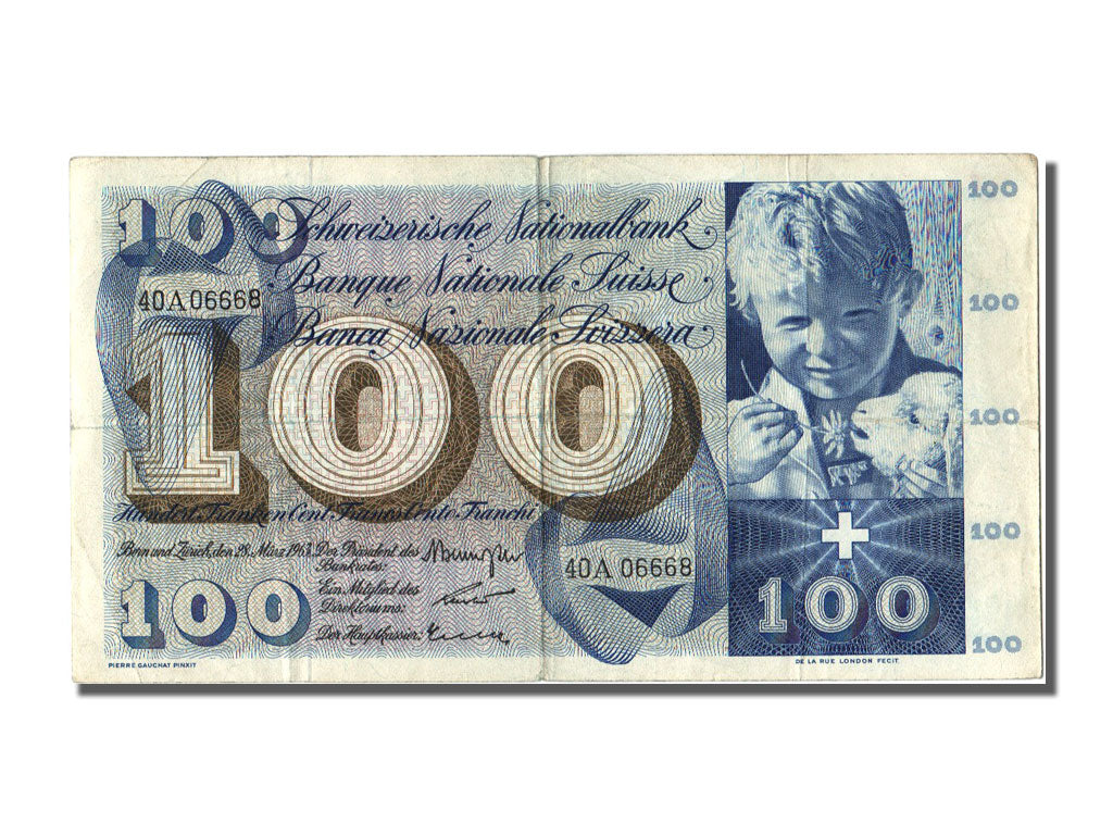 bancnota, 
  
  Elveţia, 
  
  100 Franken