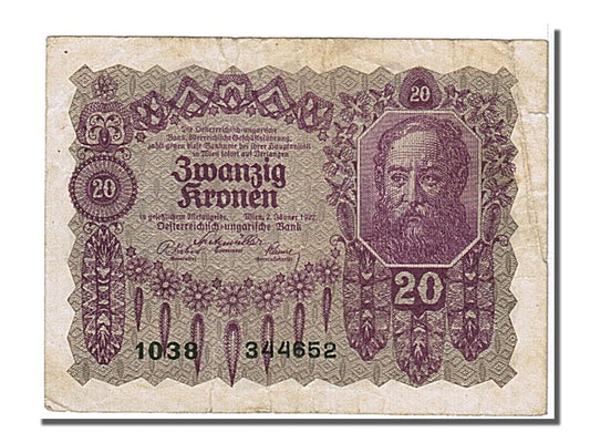 bancnota, 
  
  Austria, 
  
  20 Kronen