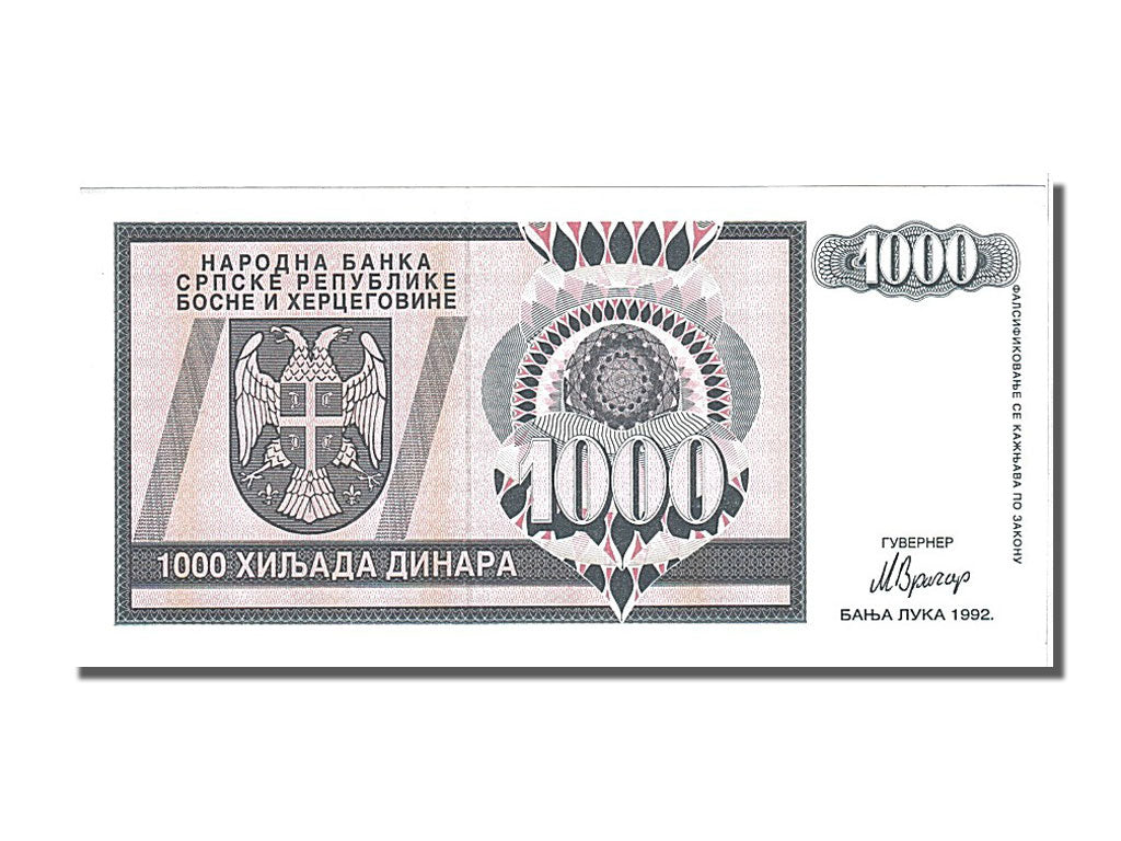 bancnota, 
  
  Bosnia - Herțegovina, 
  
  1000 Dinara