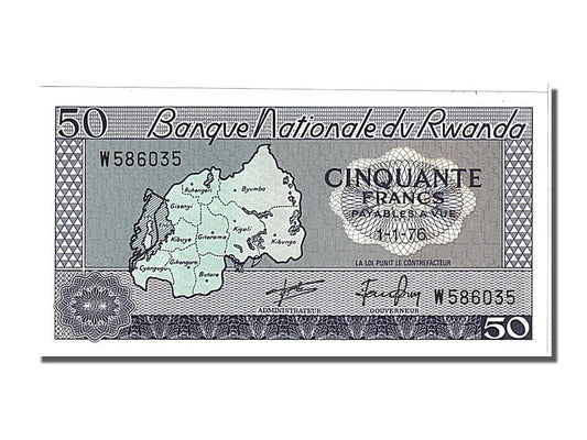 bancnota, 
  
  Rwanda, 
  
  50 de franci