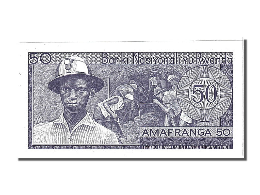 bancnota, 
  
  Rwanda, 
  
  50 de franci