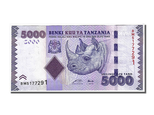 bancnota, 
  
  Tanzania, 
  
  5000 Shilingi