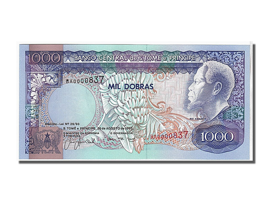 bancnota, 
  
  Sfântul Toma și Prinț, 
  
  1000 Dobras