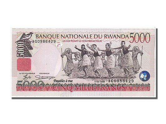 bancnota, 
  
  Rwanda, 
  
  5000 de franci