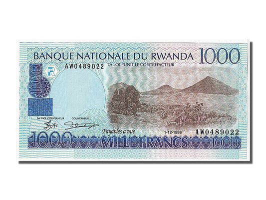 bancnota, 
  
  Rwanda, 
  
  1000 de franci