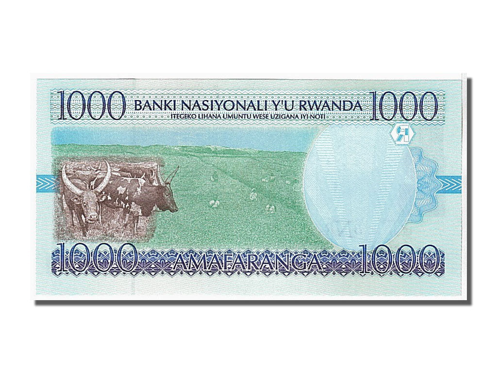 bancnota, 
  
  Rwanda, 
  
  1000 de franci