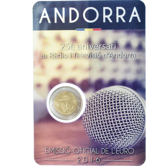 Andorra, 
  
  2 euro, 
  
  25ème anniversaire de la radio-télé