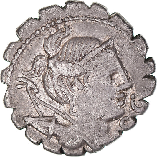 Monedă, 
  
  Ti. Claudius Ti. f. Ap. n. Nero, 
  
  Denarius Serratus