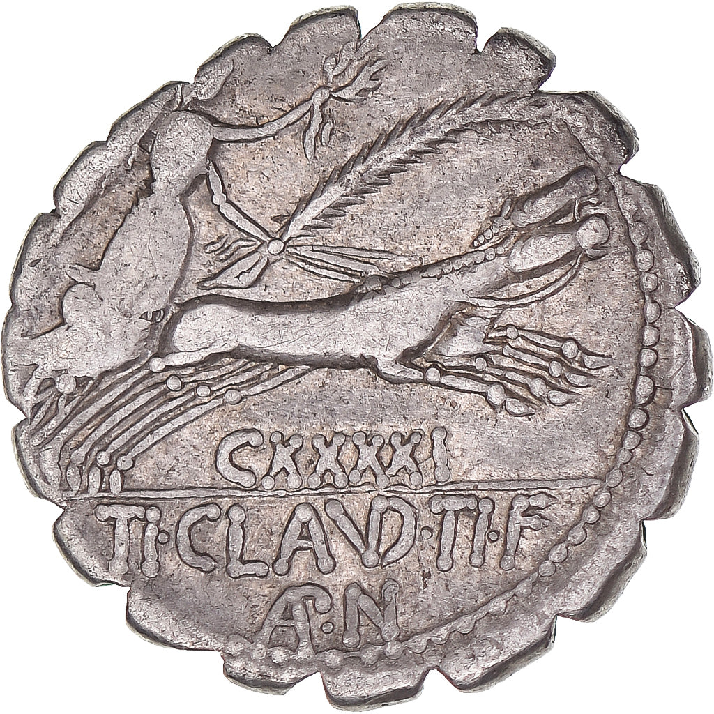 Monedă, 
  
  Ti. Claudius Ti. f. Ap. n. Nero, 
  
  Denarius Serratus