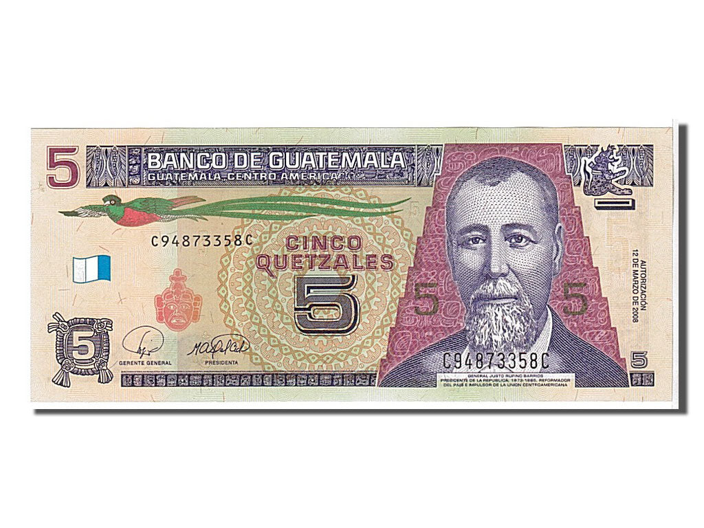 bancnota, 
  
  Guatemala, 
  
  5 Quetzales