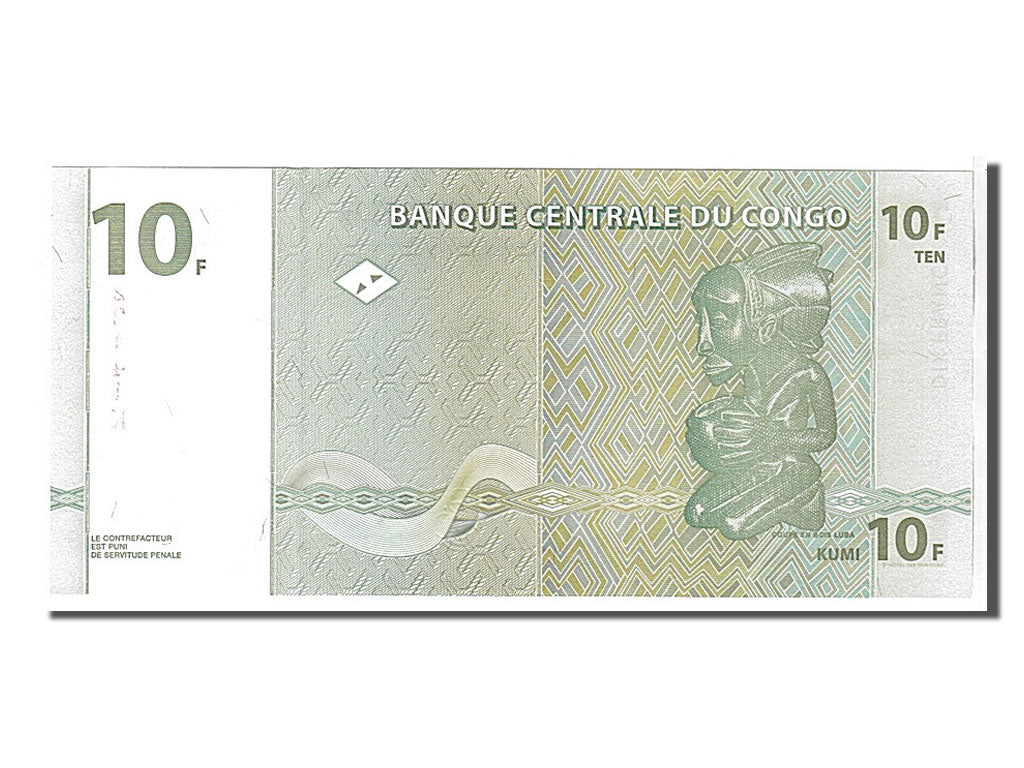 bancnota, 
  
  Republica Democrată Congo, 
  
  10 franci