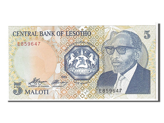 bancnota, 
  
  Lesotho, 
  
  5 Maloti