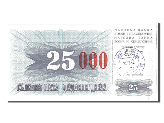 bancnota, 
  
  Bosnia - Herțegovina, 
  
  25