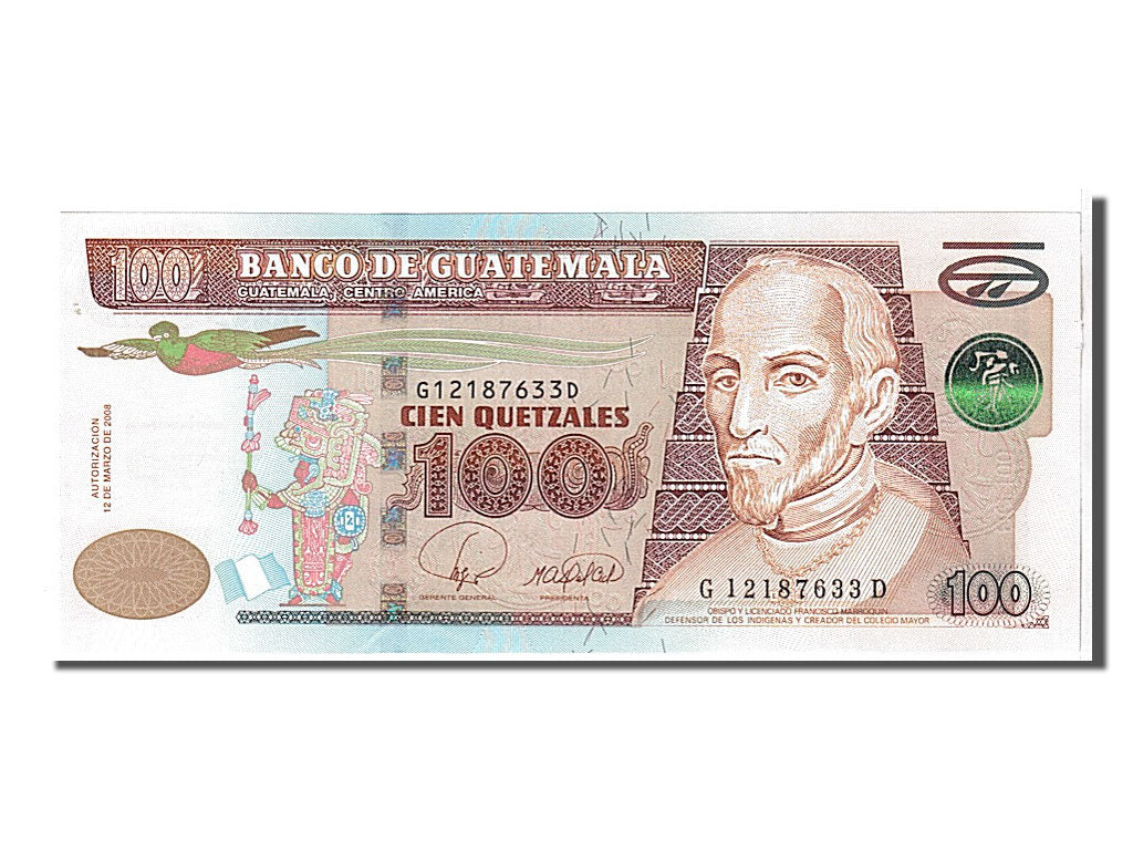 bancnota, 
  
  Guatemala, 
  
  100 de quetzales