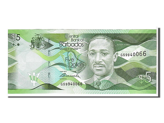 bancnota, 
  
  Barbados, 
  
  5 dolari