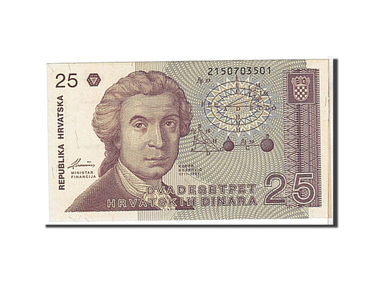 bancnota, 
  
  Croaţia, 
  
  25 Dinara