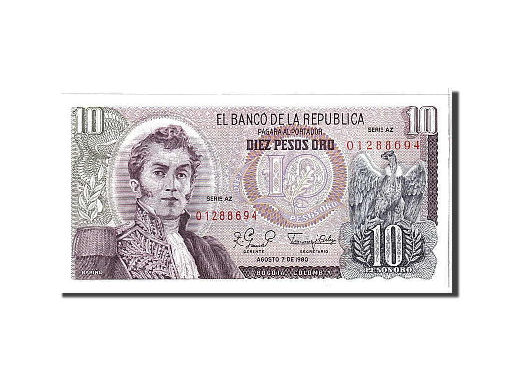 bancnota, 
  
  Columbia, 
  
  10 Pesos Oro