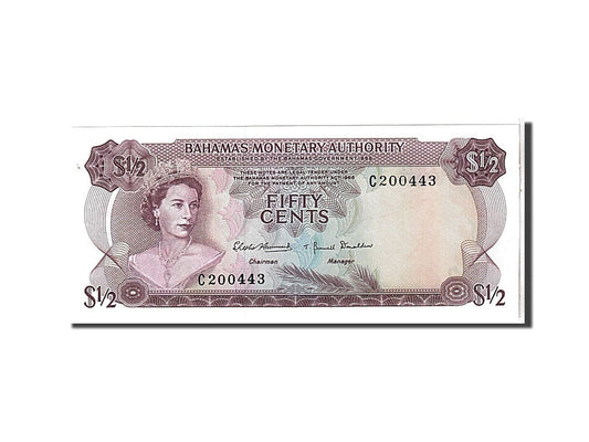 bancnota, 
  
  Bahamas, 
  
  1/2 dolar