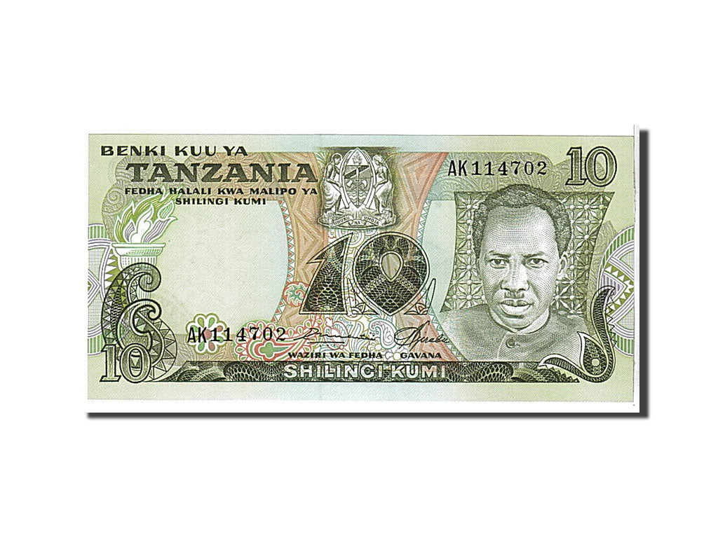 bancnota, 
  
  Tanzania, 
  
  10 Shilingi