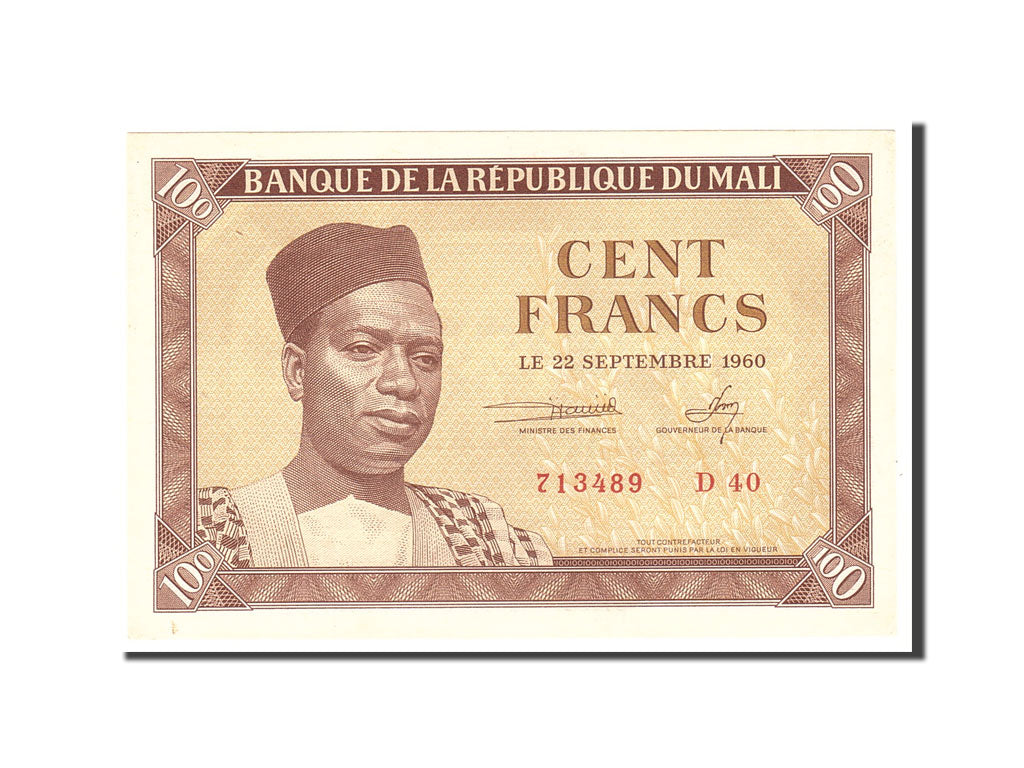 bancnota, 
  
  Mali, 
  
  100 de franci