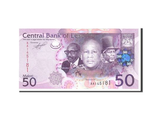 bancnota, 
  
  Lesotho, 
  
  50 Maloti