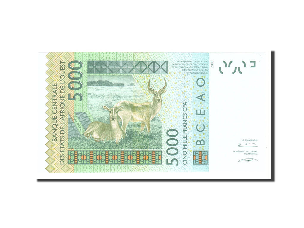 bancnota, 
  
  Statele Africii de Vest, 
  
  5000 de franci