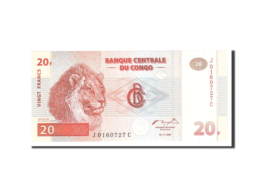 Republica Democrată Congo, 
  
  20 de franci, 
  
  1997-11-01