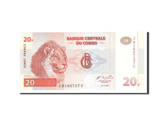 Republica Democrată Congo, 
  
  20 de franci, 
  
  1997-11-01