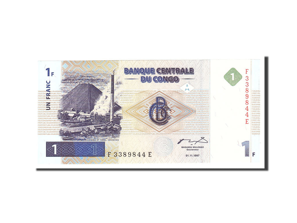 bancnota, 
  
  Republica Democrată Congo, 
  
  1 franc