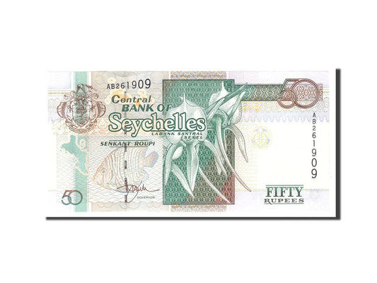 bancnota, 
  
  Seychelles, 
  
  50 de rupii