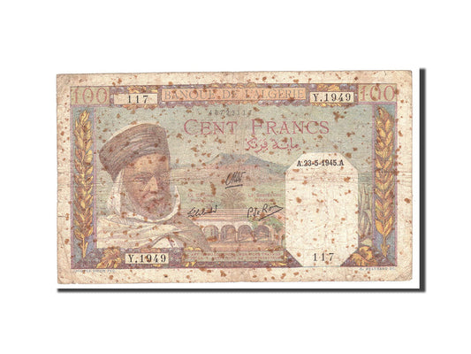 bancnota, 
  
  Algeria, 
  
  100 de franci