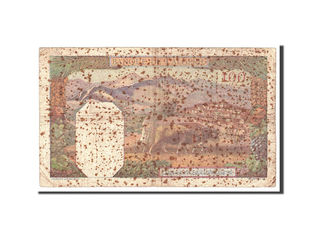 bancnota, 
  
  Algeria, 
  
  100 de franci