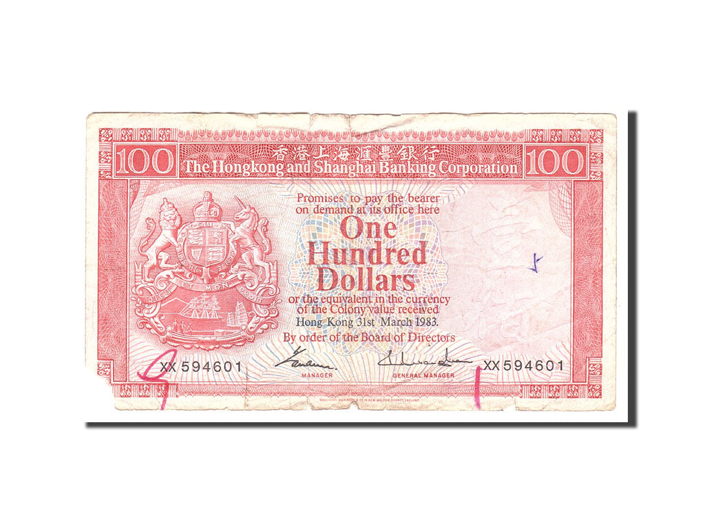 bancnota, 
  
  Hong Kong, 
  
  100 de dolari