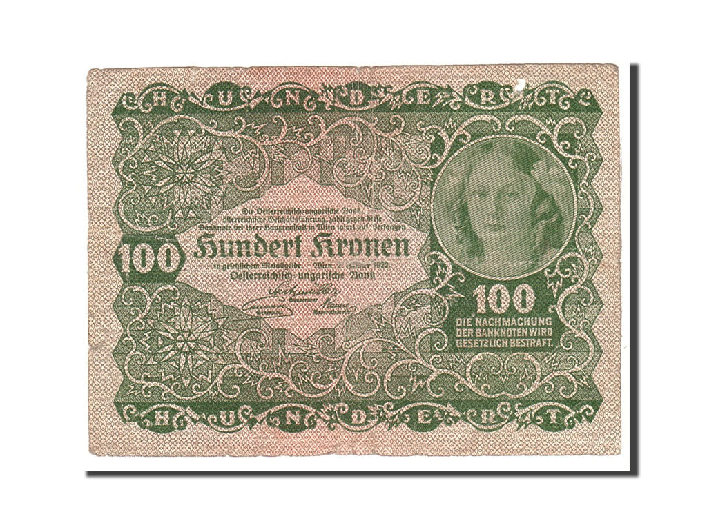 bancnota, 
  
  Austria, 
  
  100 de coroane