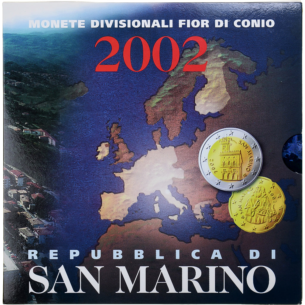 San Marino, 
  
  1 cent la 2 euro, 
  
  2002