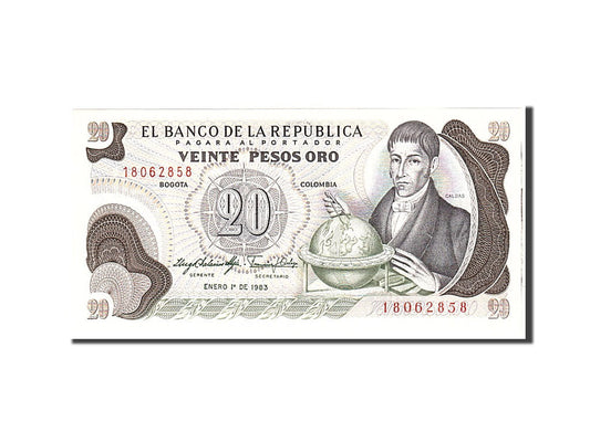 bancnota, 
  
  Columbia, 
  
  20 pesos oro