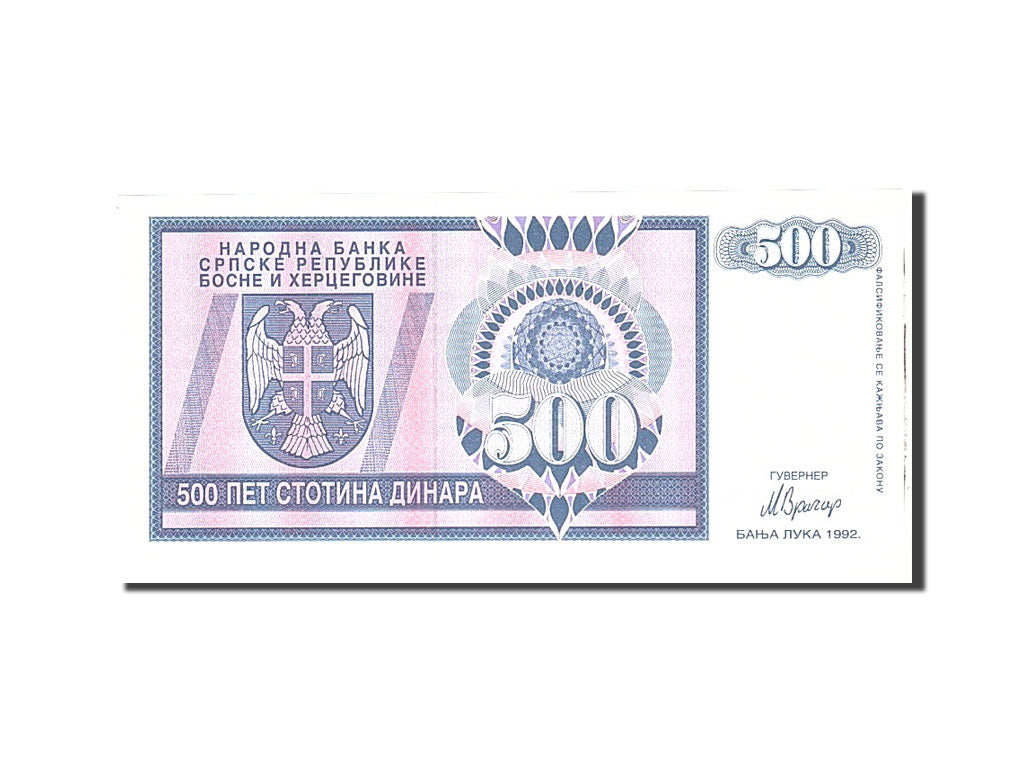 bancnota, 
  
  Bosnia - Herțegovina, 
  
  500 Dinara