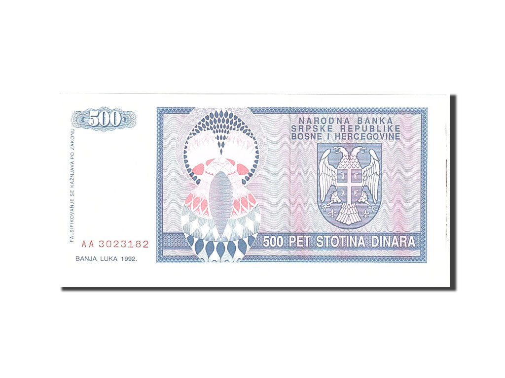 bancnota, 
  
  Bosnia - Herțegovina, 
  
  500 Dinara