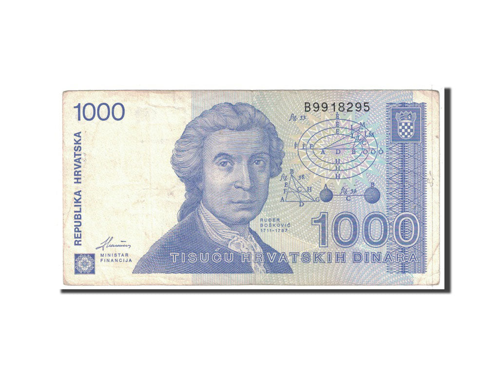 bancnota, 
  
  Croaţia, 
  
  1000 Dinara