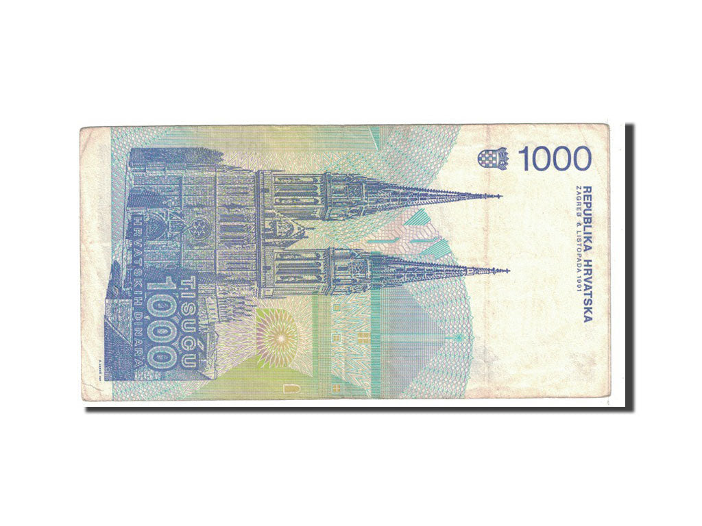 bancnota, 
  
  Croaţia, 
  
  1000 Dinara