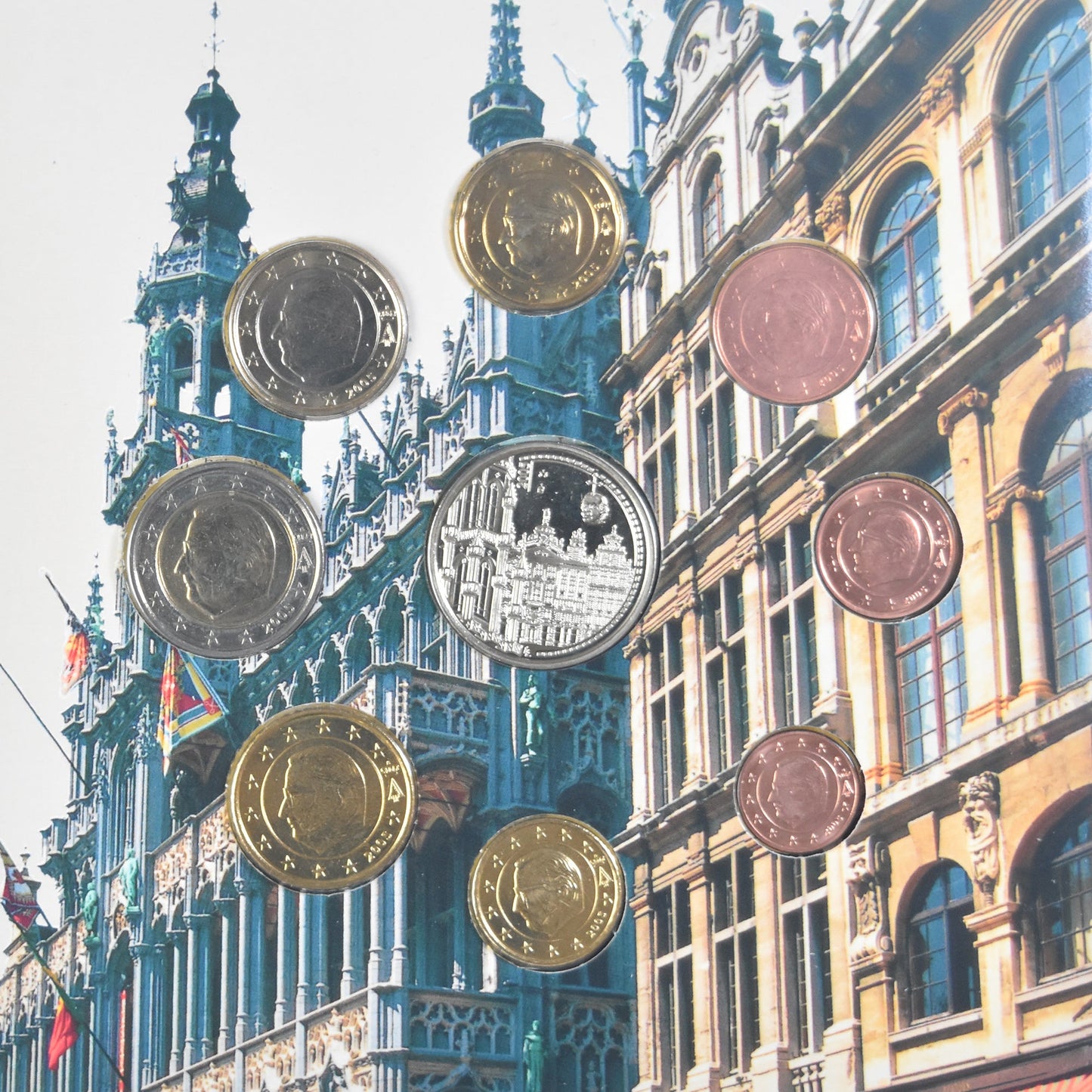 Belgia, 
  
  1 cent la 2 euro, 
  
  set euro - Grand'Place de Bruxelles