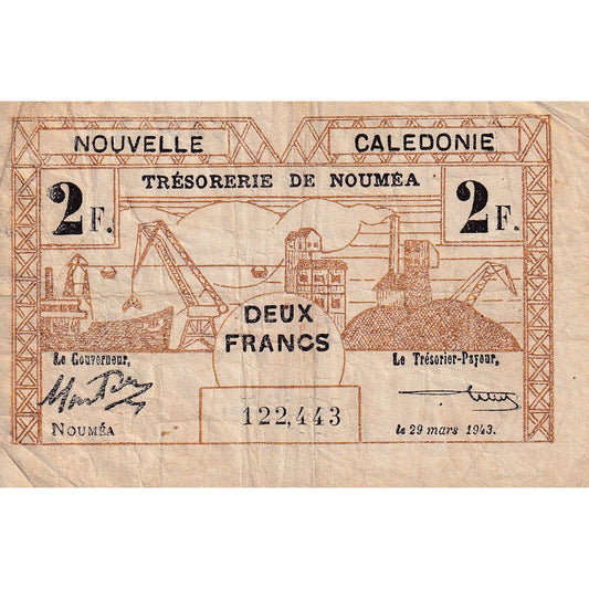 bancnota, 
  
  Noua Caledonie, 
  
  2 franci