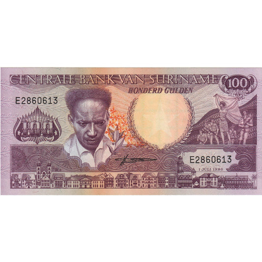 bancnota, 
  
  Surinam, 
  
  100 Gulden