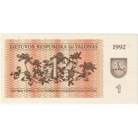 Lituania, 
  
  1 (Talonas), 
  
  1992