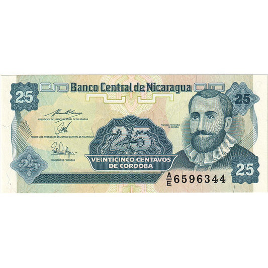 bancnota, 
  
  Nicaragua, 
  
  25 Centavos