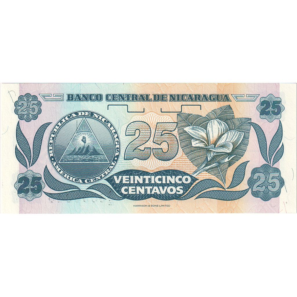 bancnota, 
  
  Nicaragua, 
  
  25 Centavos