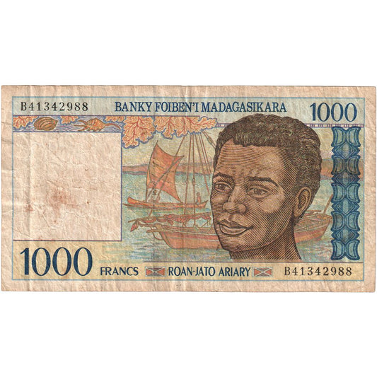 Madagascar, 
  
  1000 franci = 200 ariary, 
  
  F(12-15)