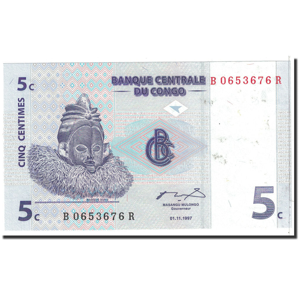 bancnota, 
  
  Republica Democrată Congo, 
  
  5 Centimi