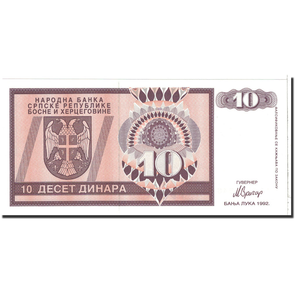 bancnota, 
  
  Bosnia - Herțegovina, 
  
  10 Dinara