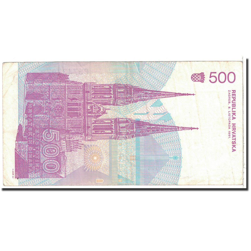 bancnota, 
  
  Croaţia, 
  
  500 Dinara